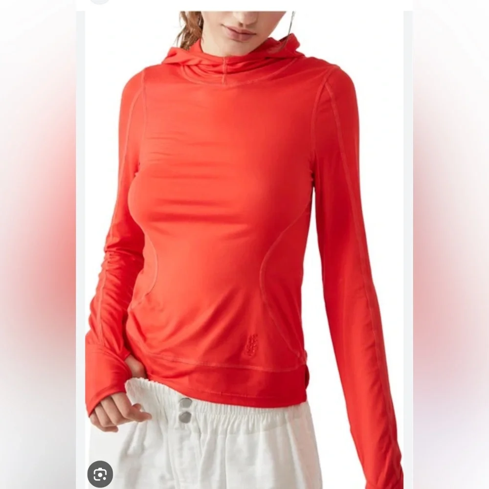 Free People Misty Morning red layering hoodie Medium - Picture 2 of 10